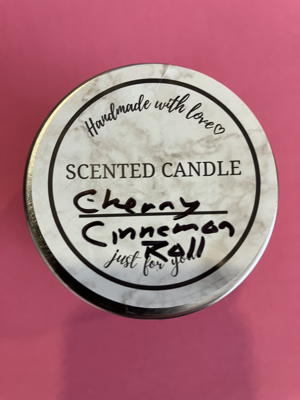 Cherry Cinnamon Roll Scented Candle - White Tin